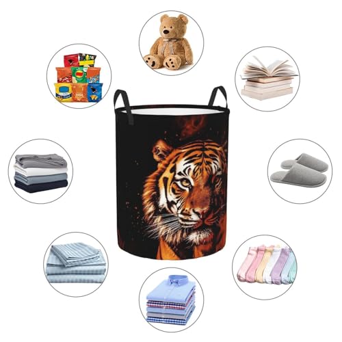 Panier à linge pliable tigre dans le feu idéal pour dortoir étudiant