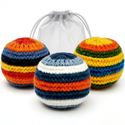 MaicuQ 3 Pack Footbags - 45g Weighted Balls with Sand Fill, Heavy Duty Crocheted Foot Bag Set for Adults, Reinforced Stitching Outdoor Party Game Toys with Storage Bag