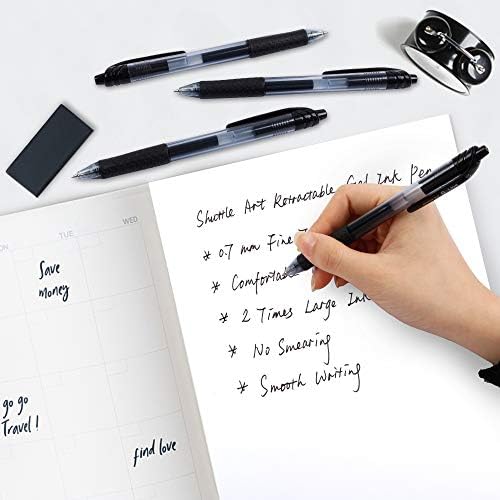Black Gel Pens, 46 Pack (20 Gel Pens with 26 Refills) Lineon Retractable Medium Point Gel Pens Smooth Writing with Comfortable Grip for Office School
