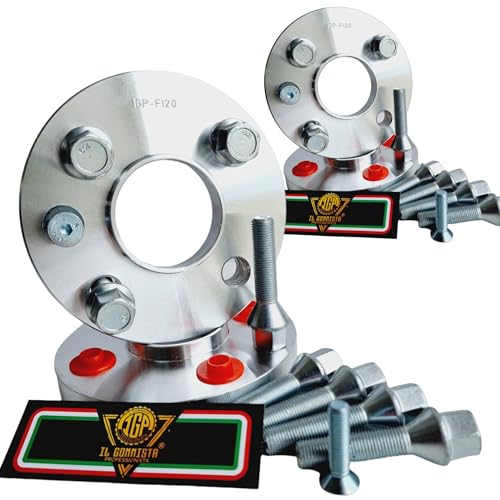 Made in Italy IGP 4 DISTANZIALI 20+20 mm 4 x 100 mozzo 56.6 + 16 BULLONI M12 x 1.5 CONICO compatibili con FIAT GRANDE PUNTO + EVO + ABARTH ok auto cerchi in lega