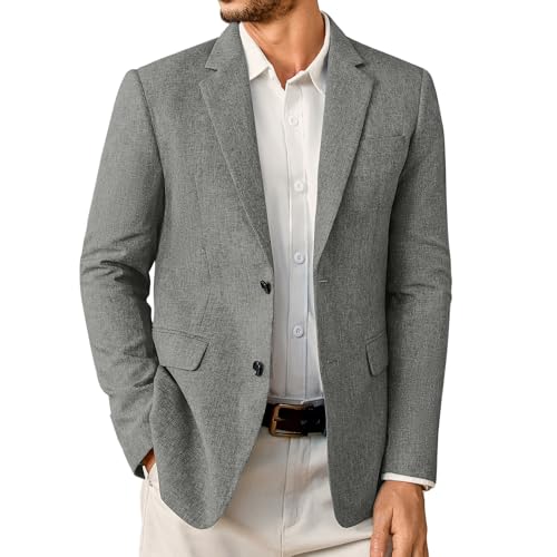 Elainone Sakko Herren Sportlich Modern Blazer Jackett zu Jeans Regular Fit Leicht Sakkos für Herren Grau XXL
