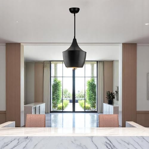 Image of GreyWings Modern Black Aluminium Pendant Light for Ceiling, Adjustable Hanging Lamp with, Decorative Indoor Light for Living Room, Kitchen, Dining,(Big) Pack of 1