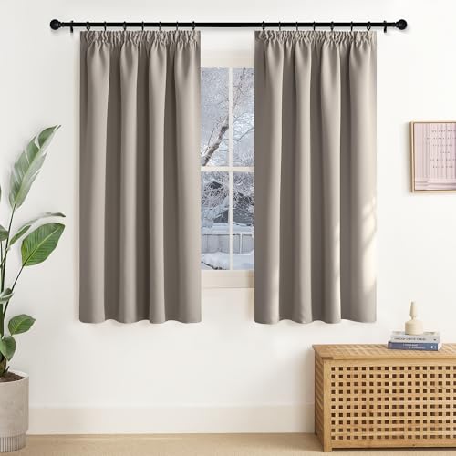 NICETOWN Thermal Curtain, Cold Protection, Blackout Curtains for Living Room, Set of 1, 240 x 300 cm ⟮H x W⟯, Grey, Room Divider Curtain, 300 cm Wide, Curtains, Blackout Thermal Curtains, Ruffle Tape