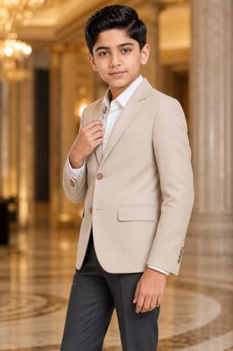 Image of SaintX Kids Boys Tailored Premium Coat Blazer | 4-Way Stretchable Wrinkle Free Fabric | Fully Lined | Slim Fit | Versatile Formal & Casual Jacket for Boys (1-14 Years KB01)