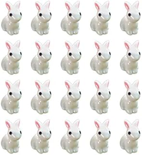 EXCEART 35Pcs Easter Mini Bunny Figurines Garden Statue Resin Miniature Rabbit Figure Animal Characters Toys Cake Topper for Aquarium Microlandscape Home Decor