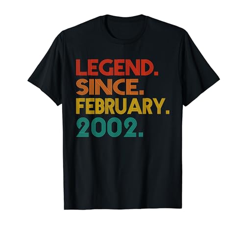 Legend Since February 2002 Men Women Vintage 2002 Birthday Maglietta