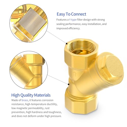 ERGAOBOY 1 Stück Messing Y Sieb Mesh Filterventil, 1 BSP DN25 Innengewinde Anschlussventil für Wasser-Öl-Trennung