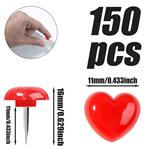 Vapker Love Heart Push Pins 150Pcs Red Thumb Tacks Drawing Pins Cute Plastic Pushpins Decorative Pins With Steel Point Map Tacks For Photos Wall #TOP1