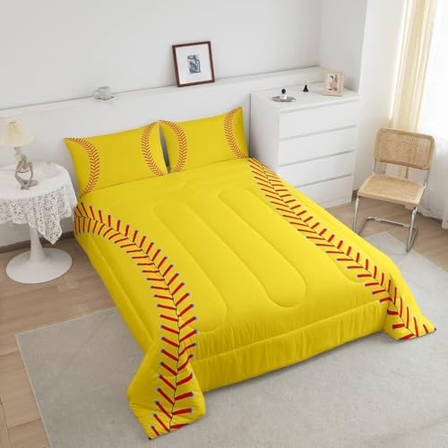 Image of Feelyou Softball Bedding Set Toddler Size for Kids Boys Girls 3Pcs