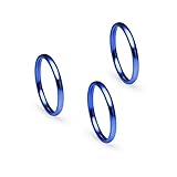 SILVERLINE JEWELRY 3pcs 2mm Stainless Steel Women's Plain Wedding Band Stacking Comfort Fit Rings Silver/Gold/Rose/Black/Blue/Tricolor Tone Half Sizes 5-12