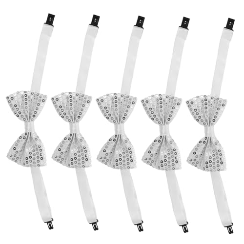 Homoyoyo 5pcs Adjustable Sequin Bow Ties for Shiny Pre Tied for Stage Performances Lightweight and Portable Design for School Events and Graduation Photos