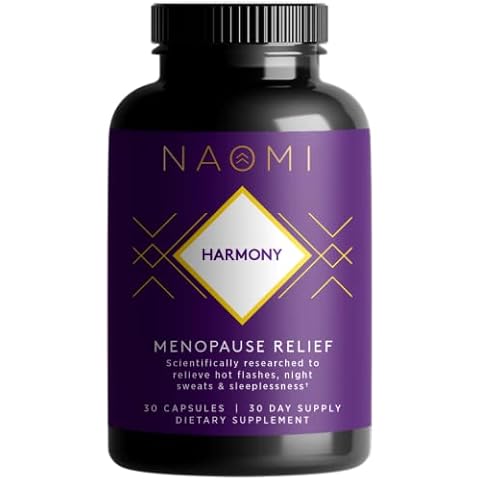 NAOMI Harmony - Menopause Relief, Balance Hormones, Natural Support for Hot Flashes - Menopause Supplements for Women - 30 Veggie Menopause Support Capsules Cover