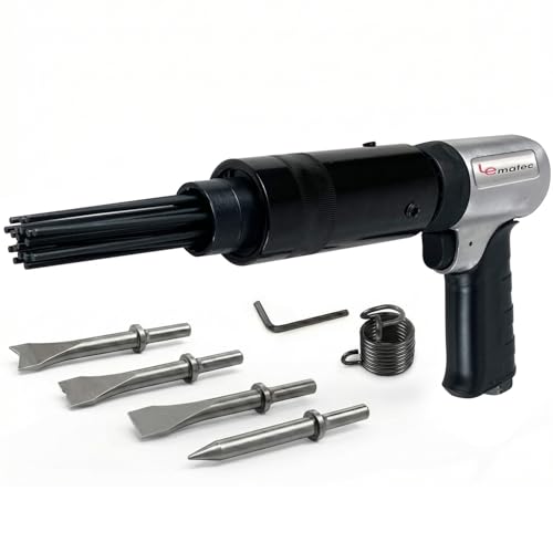 LE LEMATEC Air Needle Scaler with Chisel Kit, 4800 BPM Pneumatic Hammer for Rust & Paint Removal, Metal Scraper Tool - LE-AN324K