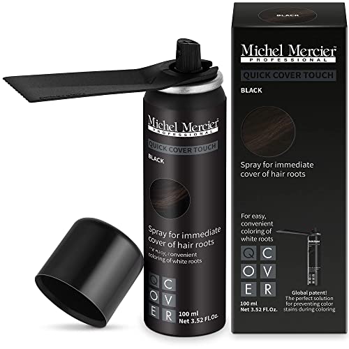 Michel Mercier Hair Root Touch Up Spray With Unique Applicator, Protects Hairline And Scalp Health, Fast And Easy Grey Hair Cover Up Concealer For Women And Men, Instant Gray Coverage (Black) #TOP27