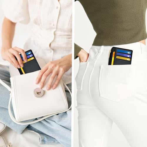 Image of Tipmile Mens RFID Wallet, Small Slim Business Credit Card Holder, Mens Gift | Mini Tiny Cute ID Case, Minimalist Zipper Pocket Wallet, Thin Coin Purse, Mothers Gift