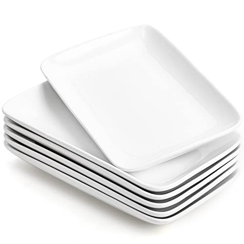 Foraineam FR-RECTANGULARPLATES-10IN6PC Rectangular Salad Plates, 10 Inch White Porcelain Dessert Appetizer Plates Set thumb #5