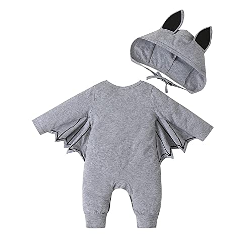 Wlabe Ensembles Barboteuse & Bonnet Bébé Garçon Body Chauve-Souris Manches Courtes Col Rond Romper Mignon Halloween Noël et Souple Cover