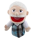 XIMEY Marionnettes à Mains Personnage Bouche Ouverte en Peluche, Doudou Marionnette Ventriloque, Jouets en Peluche pour Éducation, Jeux Interactifs, Théâtre de Marionnettes (Grand père, 30cm)
