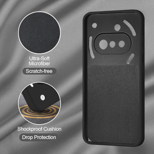 Image of SBMS Silicone Back Cover Case for Nothing Phone 3A 5G | Soft Micro-Fibre Lining Inside | Magsafe Print On Back Side Camera Protection Bump | Shockproof Case For Nothing 3A 5G (Magsafe Print Big Black)