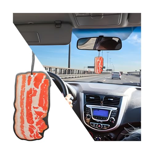Image of Car Air Freshener, Bacon Steak Vehicle Mirror Interior Hanging Fragrance Decor, Funny Automotive Wardrobe Bathroom Hanging Scent Ornament Accessories, Universal for SUV, Sedan, Truck (Type B)