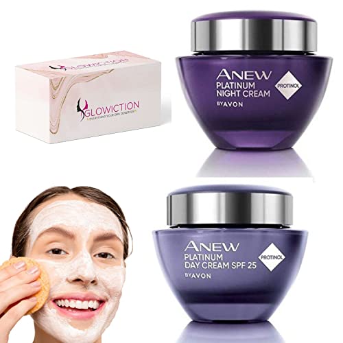 Anew Platinum Day Cream Moisturiser For Face Spf25,Skin Care,Platinum Night Cream,Lifting Dual Eye Cream,C Vitamin Serum,Protinol Power Serum,Facial Skin Care Sponge,Full Facial Care Set. (Day,Night Cream) #TOP9
