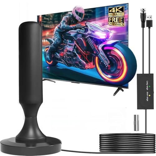 Cablelera Antenne TV Intérieur TNT HD, 500KM Antenne HDTV numérique Longue portée avec Base magnétique & Amplificateur de Signal Chaînes locales gratuites 4K 1080P...