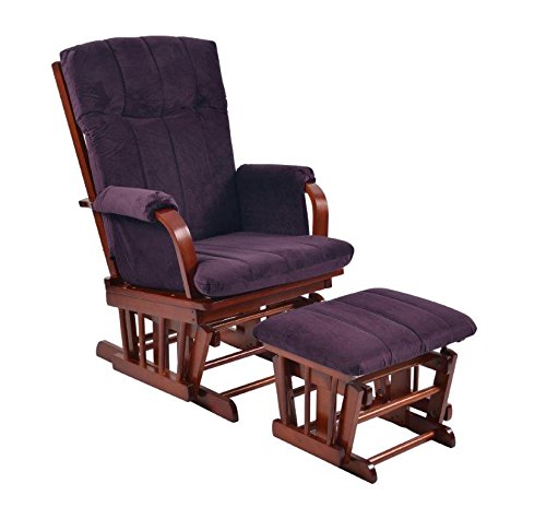 Artiva USAHome Deluxe Microfiber Cherry Wood Glider and Ottoman Set, 42" D X 28" W X 41" H, Royal Purple