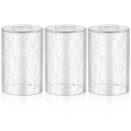 Image of Teenyyou 6 Pcs Clear Crackle Glass Shade Replacements for Pendant Light Fixtures Glass Lamp Shade Cover, 1-5 /8 Inch Fitter E26 Base, 4 w x 6 h, Replacement Lamp Globe for Chandelier Wall Sconce