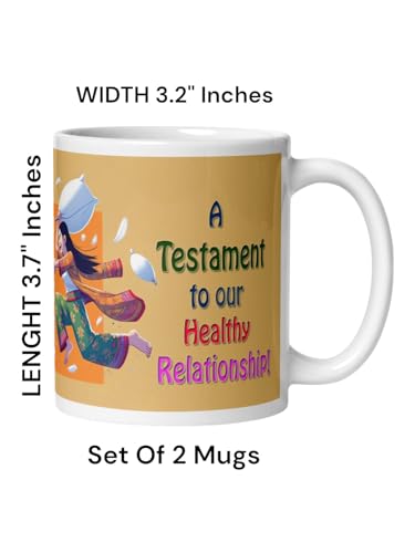 Image of Better Gift Flowers Pillow Fight Customized Mug, Round Shaped Multicolor Themed Coffee Mugs, Mug for Gifting, Gifting Items for Family, Friends & Closed Ones