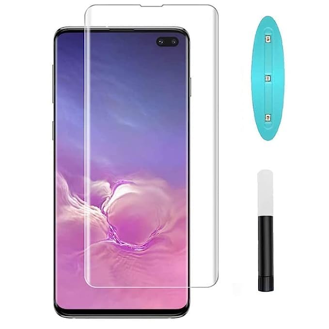 Image of Tempered Glass Screen Protector Compatible For Samsung Galaxy S10 Plus Cellphone With Edge-to-Edge Protector And With Easy Installation Kit