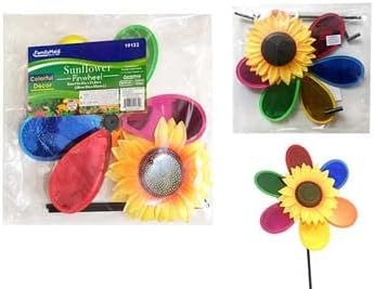 Sunflower Pinwheel, 21.6" Long Stake, 11" Diameter Wheel (Pack of 24)