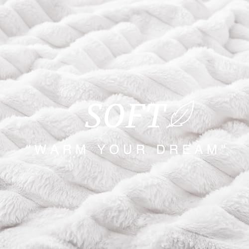 EXQ Home Stripe Twin Size Throw Blanket White for Couch Gentle Soft by EXQ Home - Used condition - Image 5