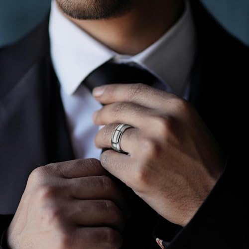 Kobelle 8MM Tungsten Carbide 14K White Gold Inlay Wedding Band Ring Size 5-143