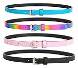 INSIGHTER Belts for Girls 4 Pack Little Teen Toddler Kid Belt Girls Fashion PU Leather Blue Black Ra