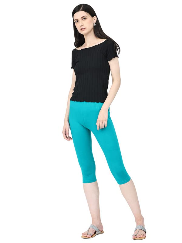Image of Robinbosky Premium Stretchable Cotton Capri Legging for Women | Suitable for Formal wear & Casual wear | High-End Elastic Makes. The Leggings Squat Proof and Durable for Travel, Yoga, & Workout.