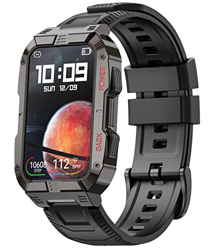 Mingtawn Smartwatch für Männer und Frauen,1.57''Fitness Tracker mit Pulsmesser Blutsauerstoff,IP68 wasserdichte Schrittzähler Sportuhr für Android und iOS (Black) Cover