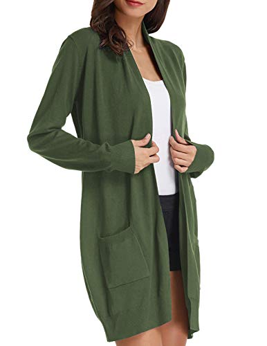Women's Classic Long Sleeve Soft Knit Cardigan Sweater(L,Dark Olive Green)