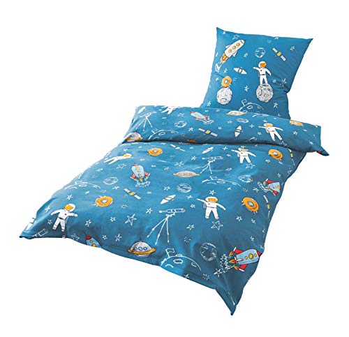 JACK by Bierbaum Kinder Biber Bettwäsche 2 TLG. 135x200cm Astronaut...