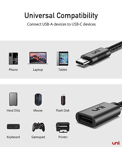 Image of uni USB C to USB Adapter 2 Pack, Thunderbolt 4 /3 Compatible Male to Female USB-A Converter, Type-C to USB Heavy Duty Aluminum OTG Cable for MacBook /iPad Pro /Air, Galaxy S24, Laptops, Tablets, etc