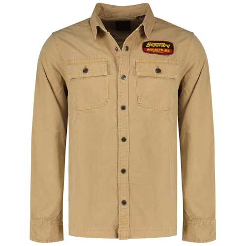 Superdry Chaqueta de lona para hombre con parche, Shaker Beige, XXL