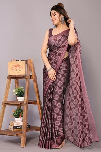 Image of MIRCHI FASHION Women Saree Chiffon Flower Print | Breathable Lightweight Sari for Office and Daily Use with Unstitched Blouse Piece (Available in 30 Styles)