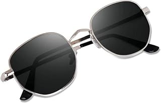 Saros Unisex Adult Trending Stylish Hexagon Silver Black Top Sunglasses | 100% UV Protected Men & Women Casual Sunglasses Price In India