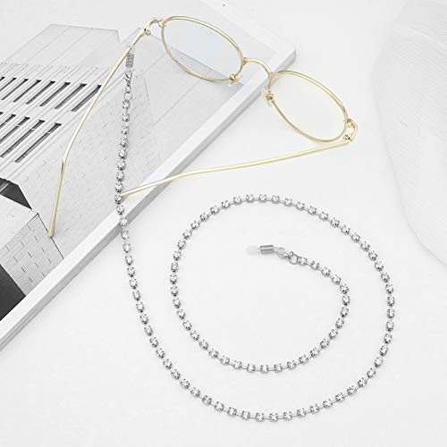 Babasee Women Girl Rhinestone Diamond Eyeglass Chain Non-Slip Sunglasses Chain Glasses Chain Silver #TOP2