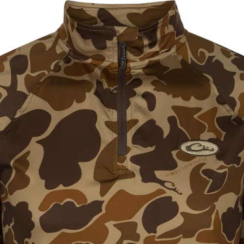 Drake Waterfowl Men's Est Microlite Quarter Zip Hunting Durable Outdoor UPF 50+ 4-Way Stretch Camo Pullover3