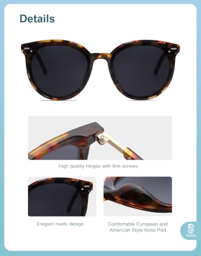 Image of SOJOS Sunglasses Womens Trendy 2026 Retro Vintage Round Shades SJ2067,Large