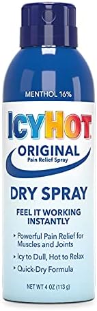 Icy Hot Pain Relief Dry Spray, Maximum Strength with Menthol, 4 Ounces