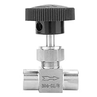 Ausla Luftregelhahn 1/8 Zoll Gerades Nadelventil BSPP-Innengewinde Nadelventil Innengewinde Massiver Edelstahl Instrumentengasnadelventil Gerades Nadelventil Nadelventile aus Edelstahl 304 (A)