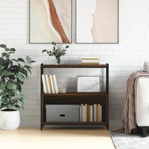 WKIEQACO Estanterías, estanterías y estantes de pie, estantería de roble marrón, 80 x 30 x 78,5 cm, madera de ingeniería y hierro