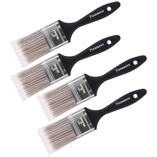 Paint Brushes - 2 Inch Flat and Angle Paint Brush for All Latex and Oil Paints & Stains Paintbrush for Varnish Paste Gesso and Limewash(4 Packs)