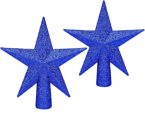 YYCRAFT Glitter Star Tree Topper 6 Inch Christmas Decoration-2 Pack,Royal